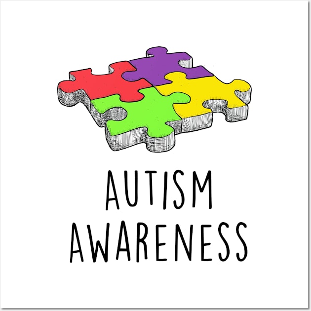 Autism Acceptance Awareness Puzzle Wall Art by calypso